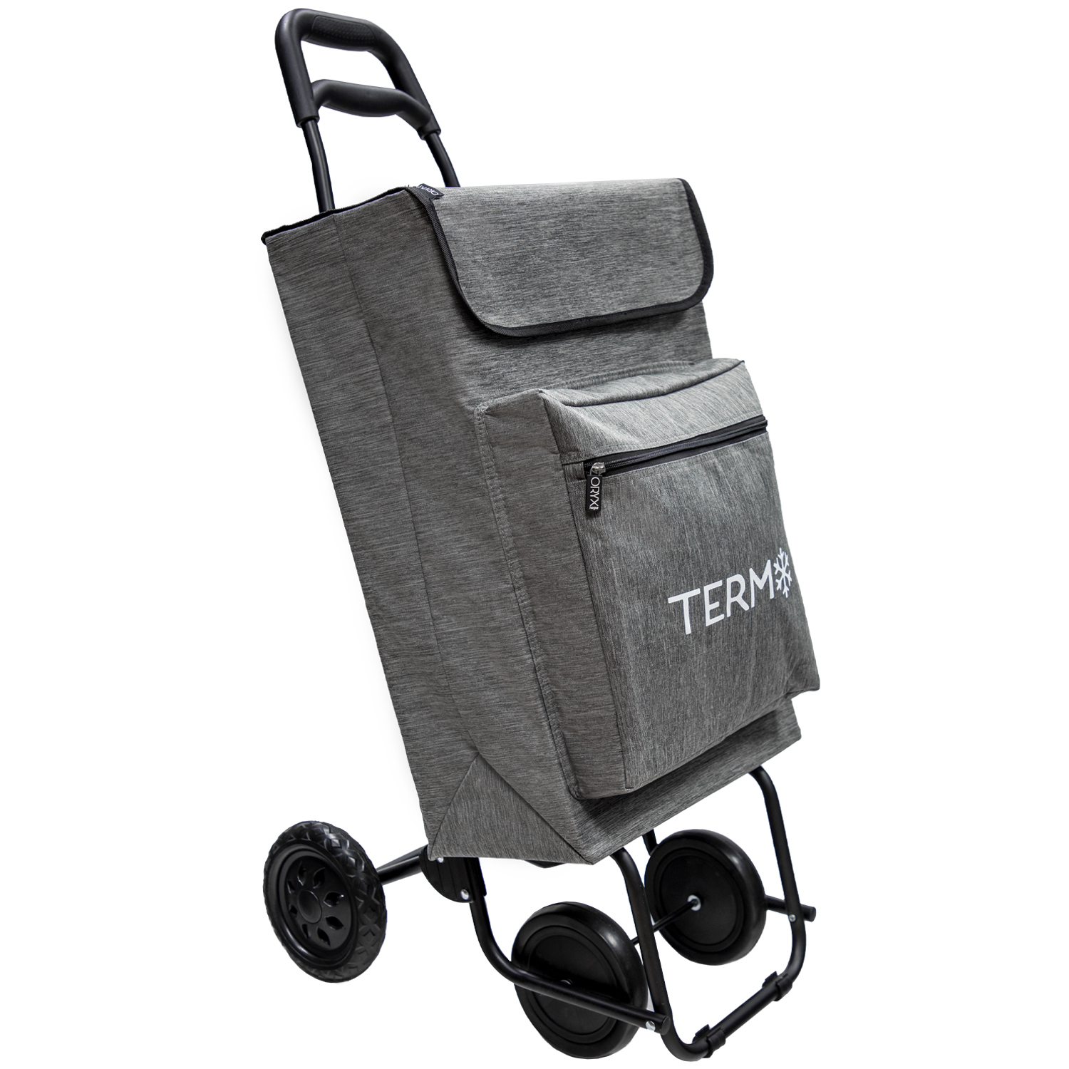 SANCO STORE - ORYX Carro De La Compra 4 Ruedas Jaspeado Gris 45 Litros Carrito De La Compra Poliester Con Bolsa Térmica Refrigeración