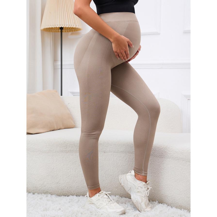 Leggings Maternales De Cintura Alta Elástica Para Mujer Embarazada Soporte Para Belloso Leggings Shaper Fitness De Polyester Y Spandex Para Posparto