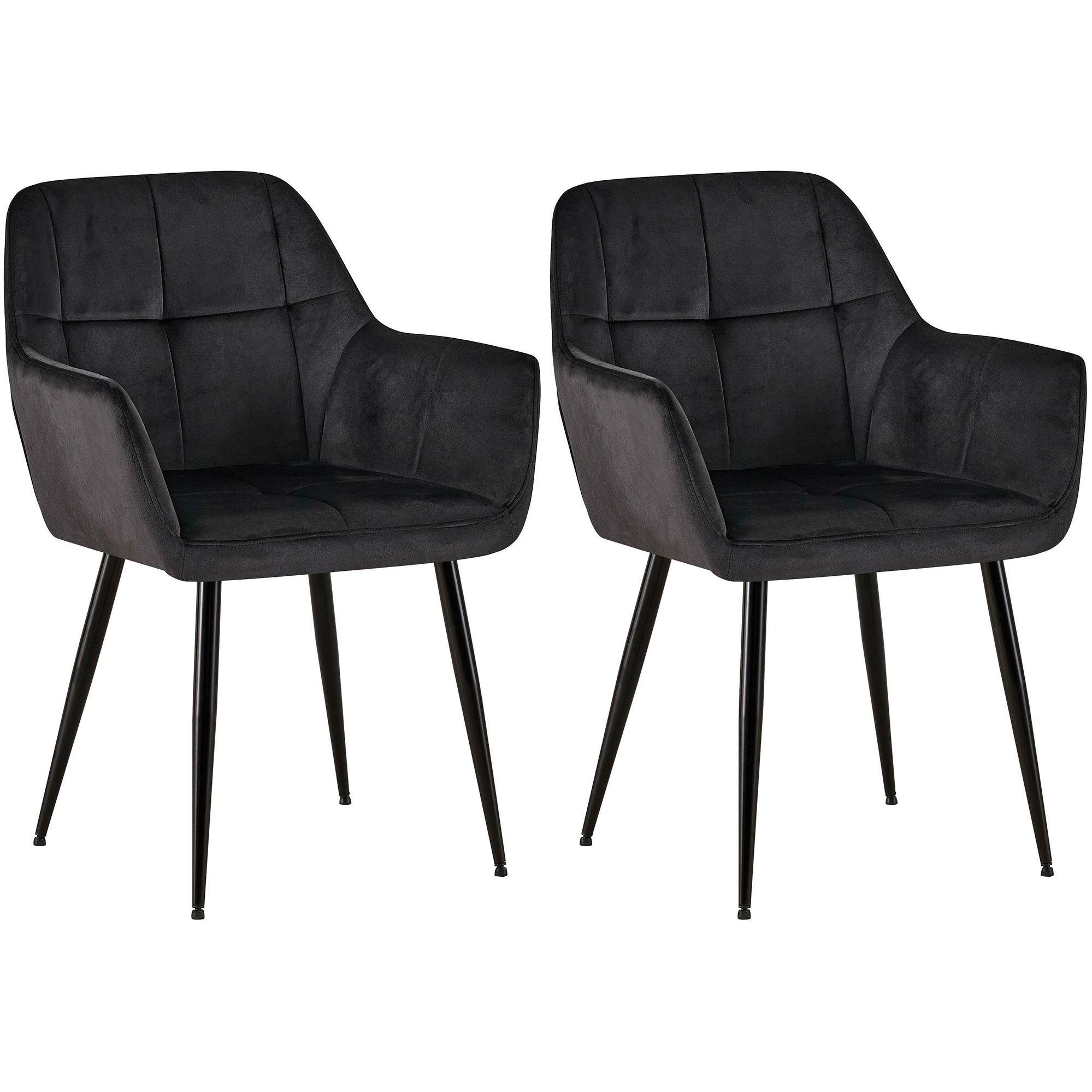 Set de 2 Sillas de saln Emia en terciopelo Negro