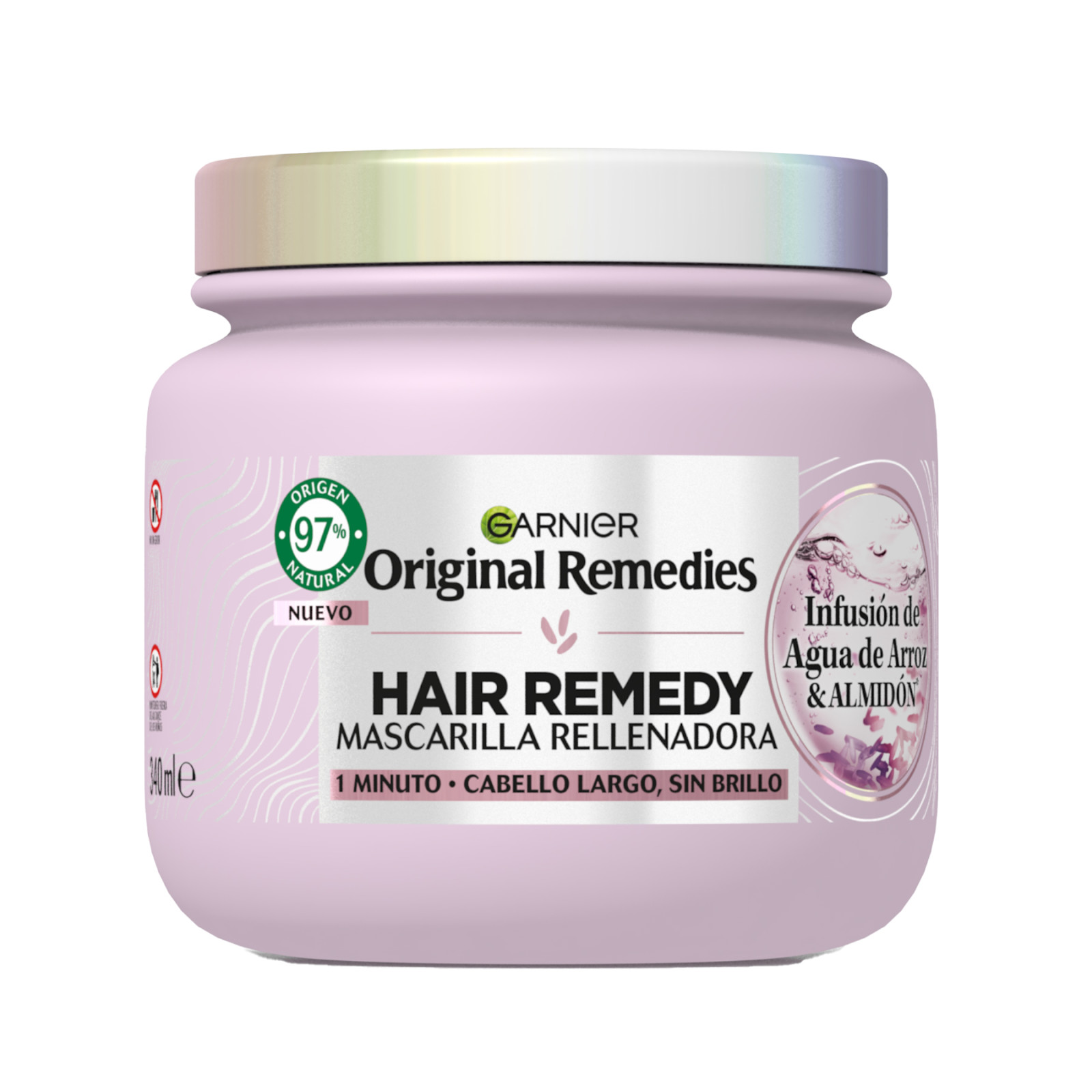 Garnier | Original Remedies Rutina de Infusión de Agua de Arroz y Almidón Champú, acondicionador y mascarilla Rellenador para pelo largo y sin brillo