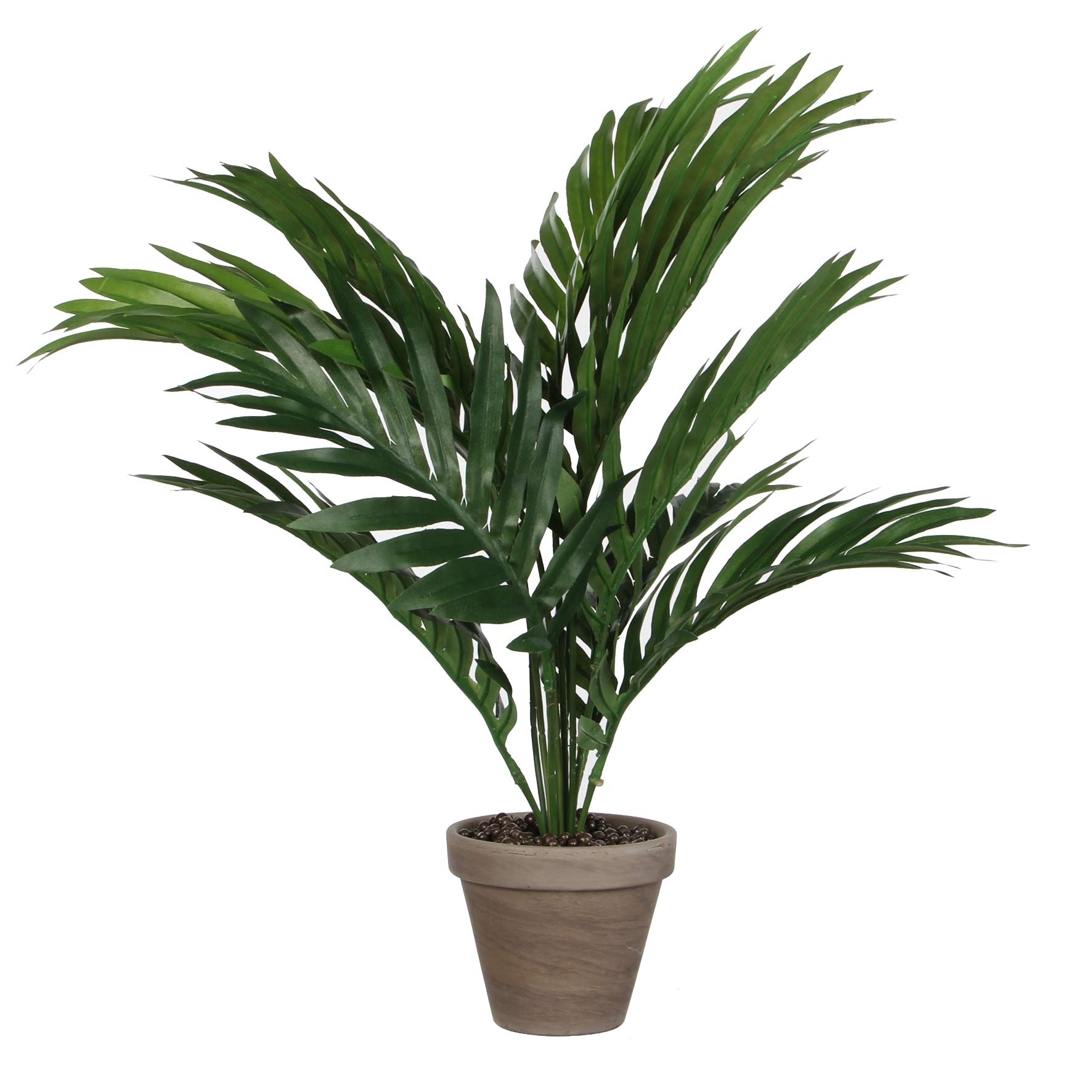 palmera amarilla o areca pvc con maceta gris 46x46x42cm