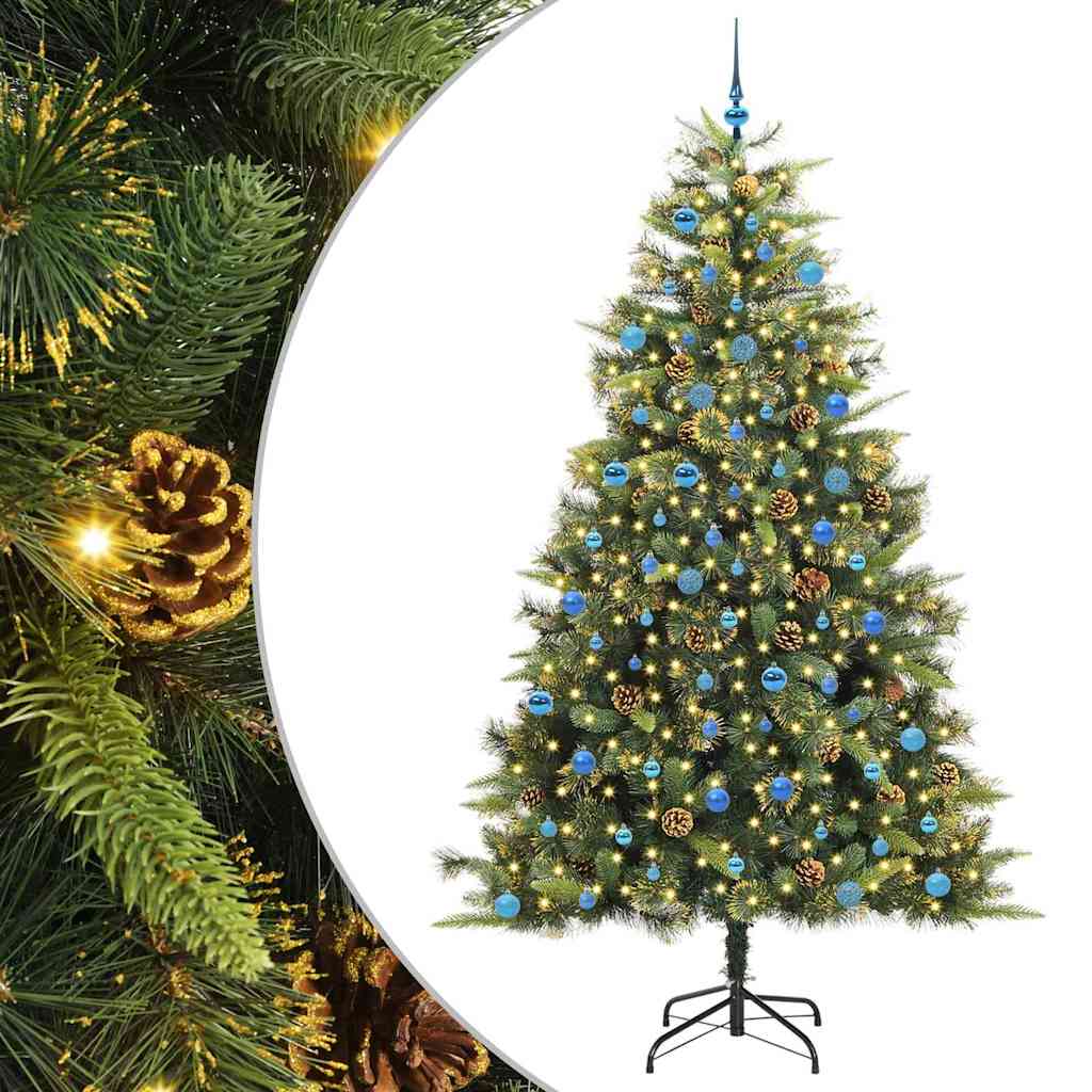 vidaXL Árbol de Navidad artificial con ramas plegables y conos 240 cm