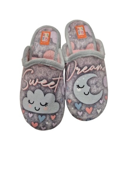 Ralfis by Cabrera - Zapatillas de casa para niñas modelo Ralfis 8570, cómodas y ligeras para uso diario en interior, color gris, ideal para niños de 4 a 12 años