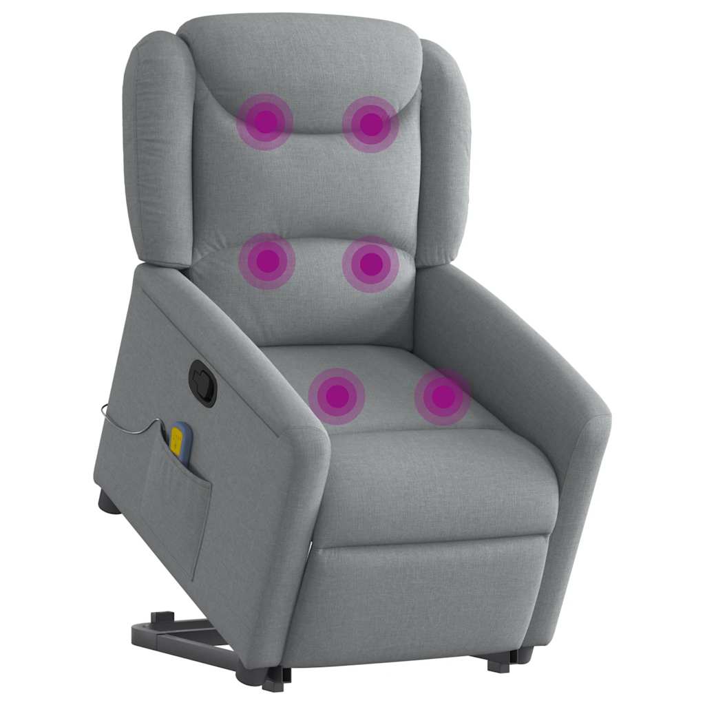 vidaXL Sillón de masaje reclinable de pie de tela gris claro