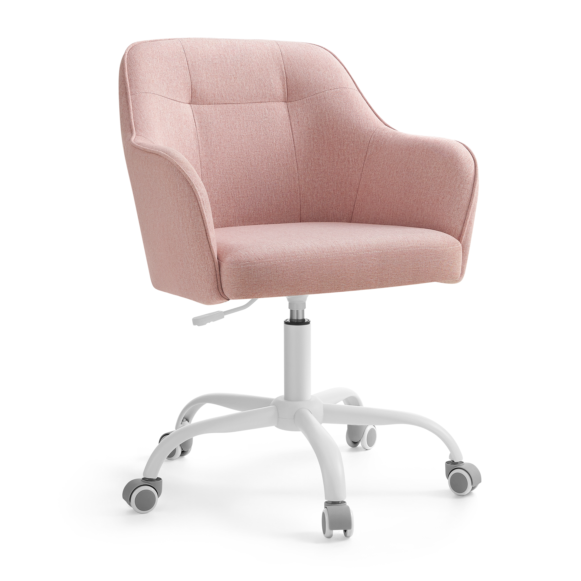 SONGMICS Silla de Estudio, Silla Giratoria, Altura Ajustable, Carga de 110 kg, Marco de Acero, Tela de Algodón-Lino Transpirable, para Estudio, Dormitorio, Azul/Gris/Gris Claro/Marrón/Negro/Rosa/Verde