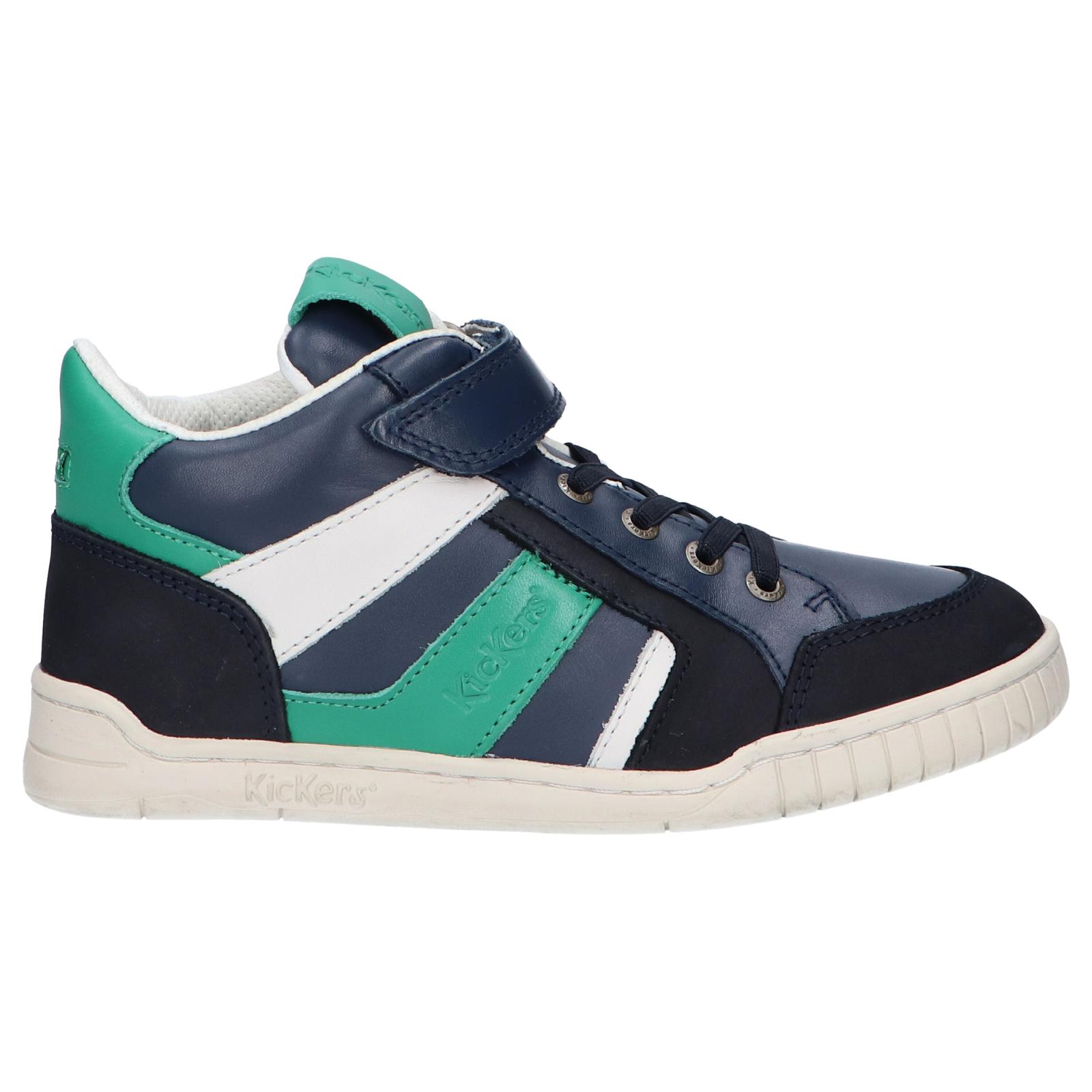 Kickers girl and boy shoes 878831 -30 wincky cdt cuir nubuck 103 marine vert ble
