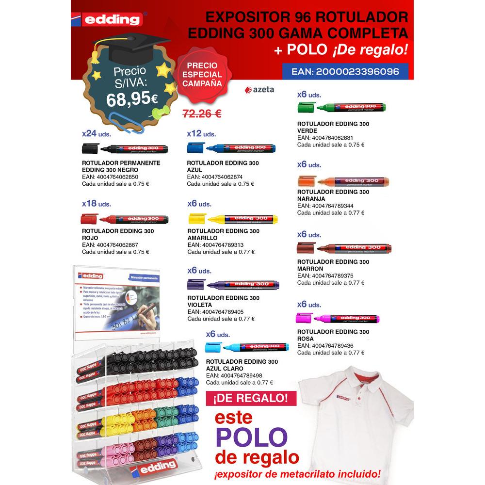 EDDING EXPOSITOR 96 ROTULADOR EDDING 300 GAMA COMPLETA + POLO ROTULADORES