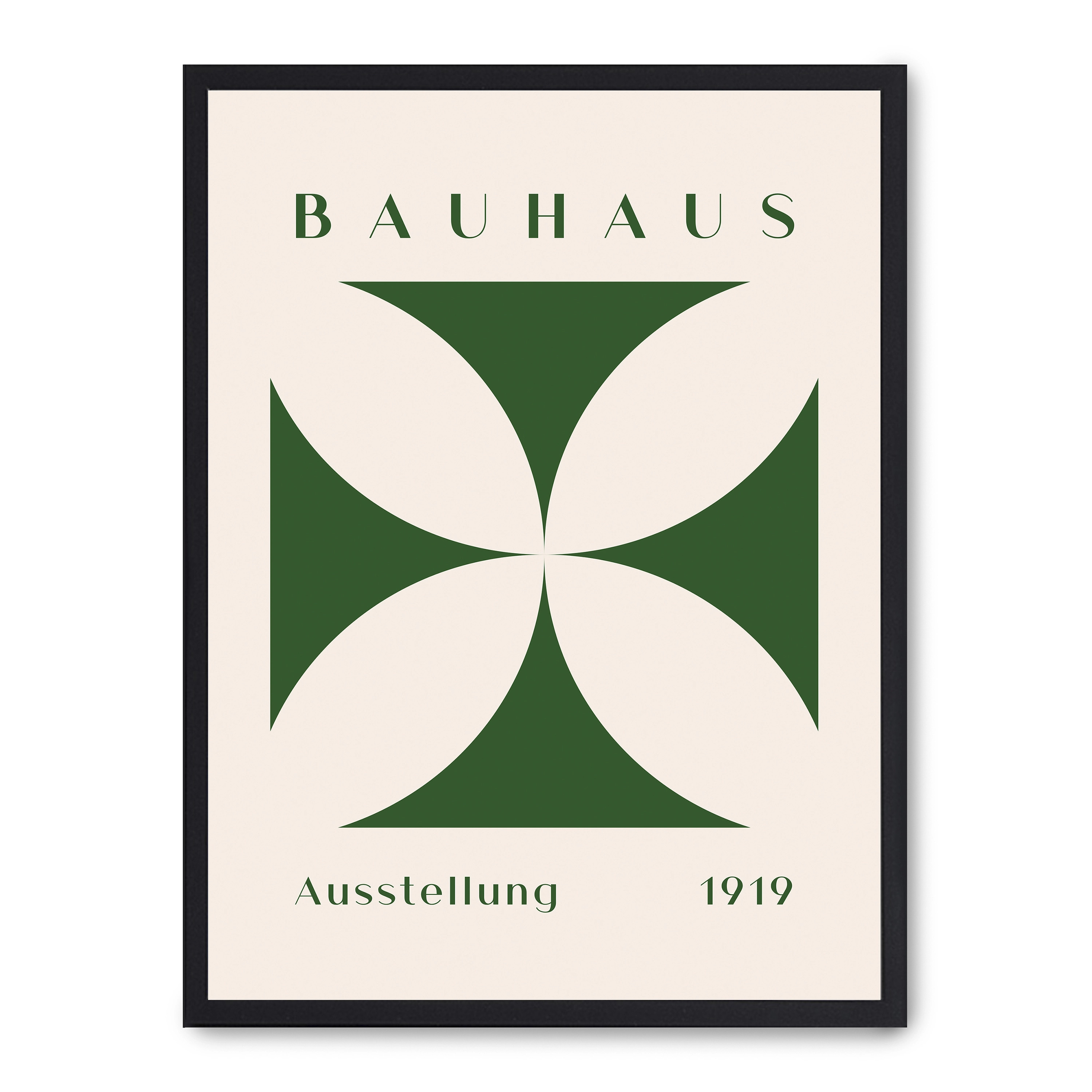 Lámina con marco negro BAUHAUS GREEN FLOWER 21x30 cm, Póster impreso en papel de primera calidad de 180gr, montado sobre marco de madera MDF acabado en negro., Arte - Bauhaus