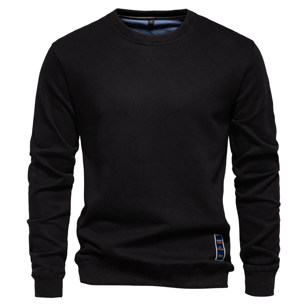 TK Sudadera de manga larga de talla europea para hombre, sudadera informal holgada de color sólido con cuello redondo, novedad de Otoño de 2024