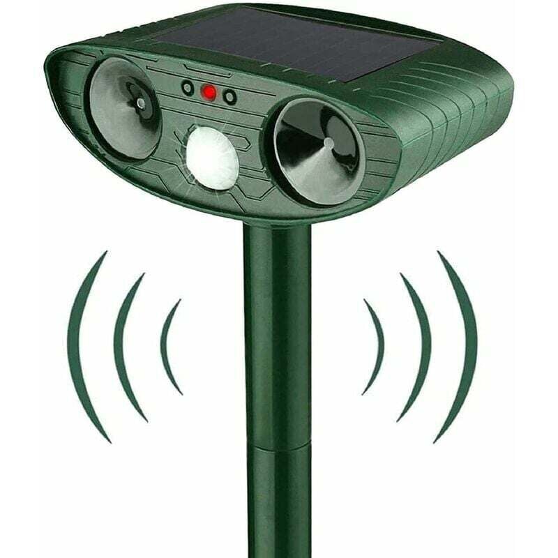 CA Repelente ultrasónico para gatos, repelente solar para gatos, repelente ultrasónico para roedores con detector de imiento, repelente impermeable para exteriores para gatos, perros, ratones, mapaches y otros animales.