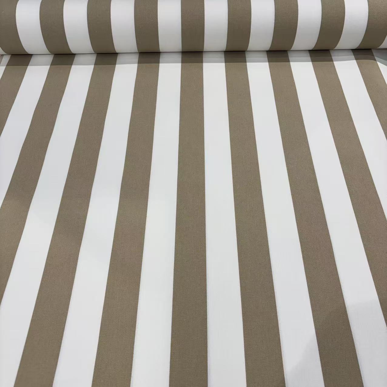 Tela para Toldo con Acabado Teflón - Rayas Beige Tostado y Blanco -Disponible en 1m, 3 m, 5 m, 8m y 10 m