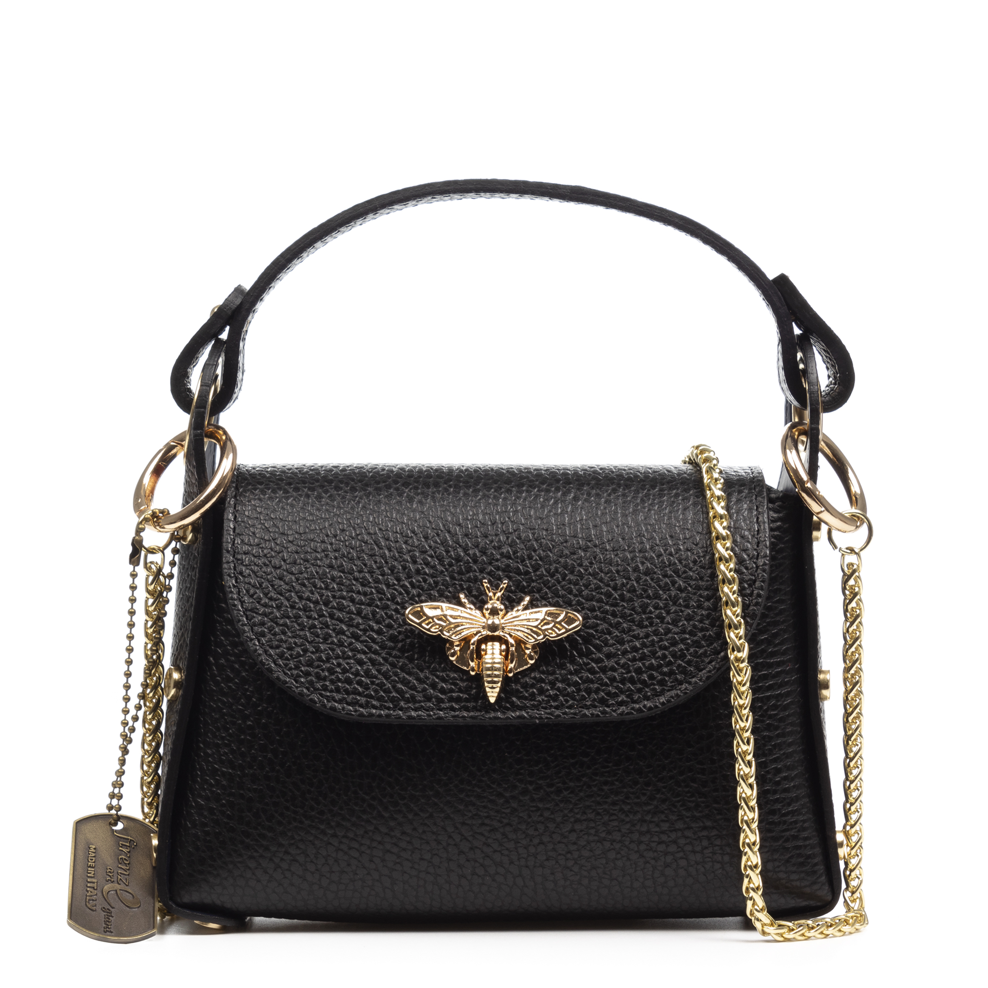 FIRENZE ARTEGIANI Aquileia bolso de mano mujer. Piel auténtica acabado Dollaro. Fabricado en Italia 19x7x13 Cm.