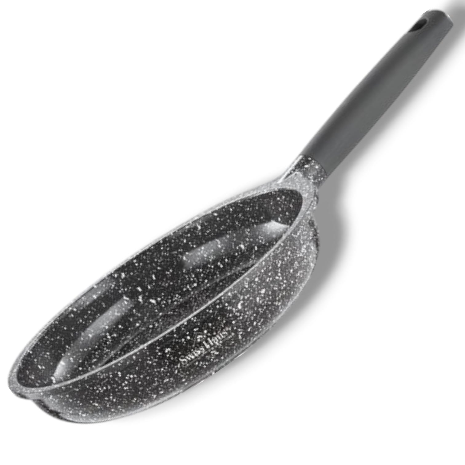 Sartén de inducción Swiss Haus® MFP24S - Ø 24 cm - Bandeja para hornear sin PFAS - Sartén con revestimiento antiadherente Sapphire™ - Sartenes para todo tipo de fuentes de calor - Gris
