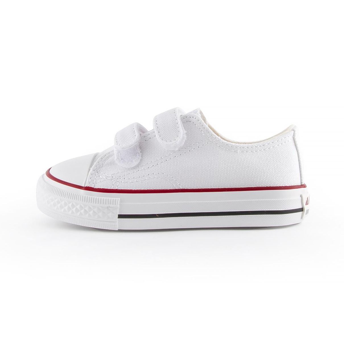 ANDY-Z AN1007 Zapatillas deportivas blancas de lona para niños, cierre de velcro, suela de goma, cómodas para el uso diario.