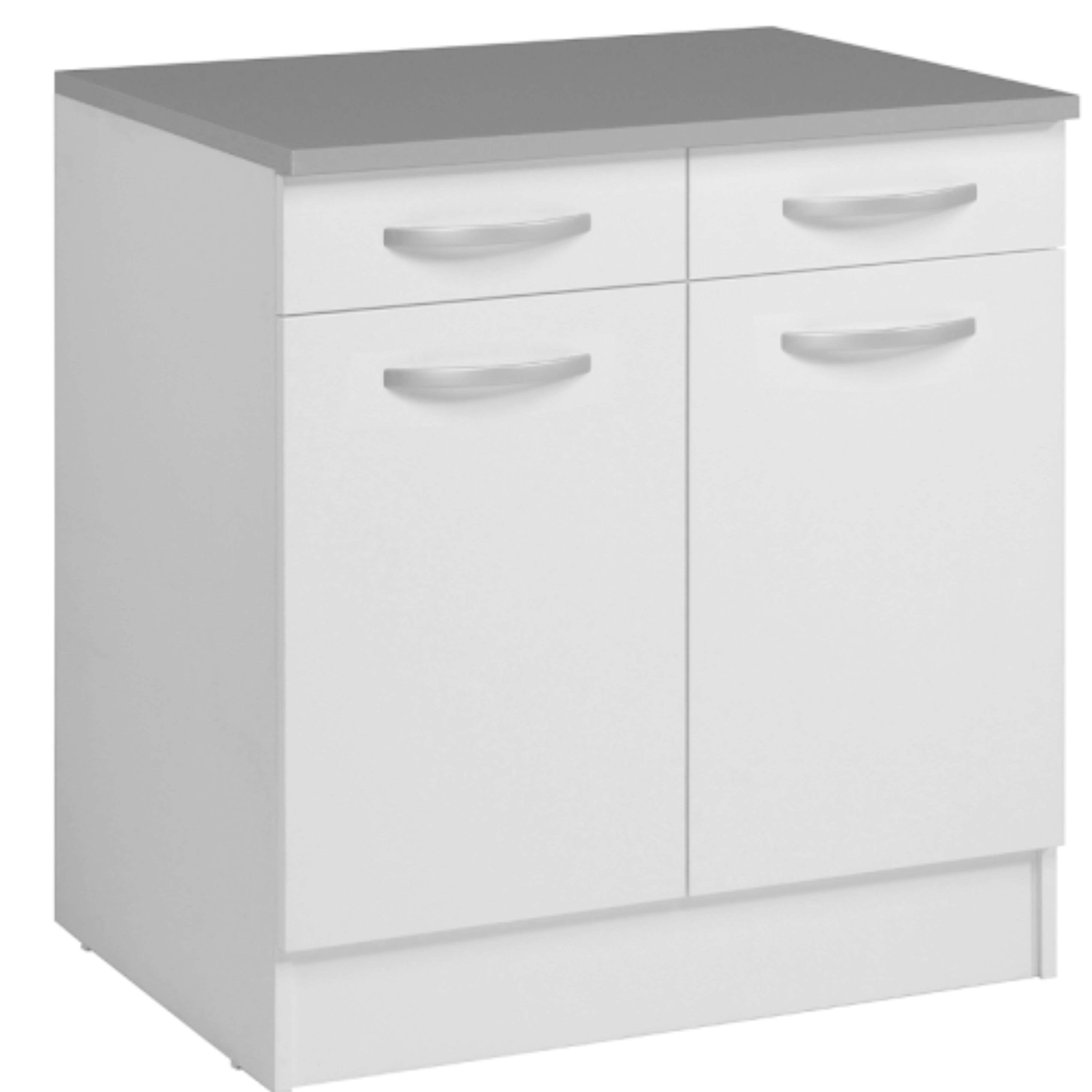 Miroytengo Módulo Inferior Cocina EKO 2 puertas 2 cajones Blanco Mate 80x60 cm