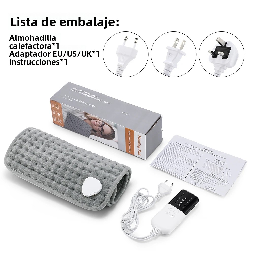 TK Almohadilla Calentadora Eléctrica 30*60cm Multifuncional Cojín Manta De Calor Con 9 Niveles De Temperatura Para Cuerpo Y Espalda Para El Hogar Y La Oficina