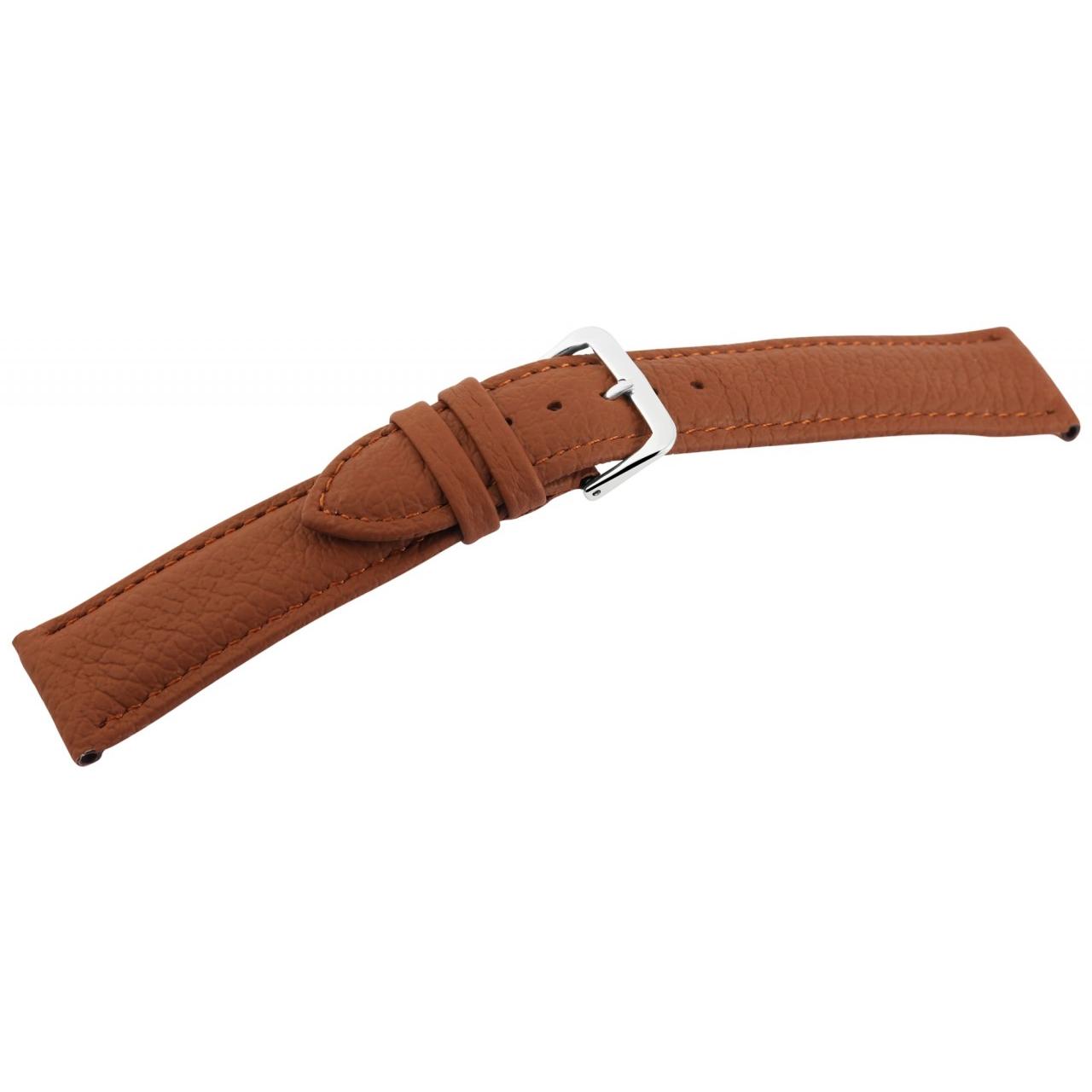 Mestre Artesão® Bracelete de Reloj em Couro Genuíno Castanho - 24mm