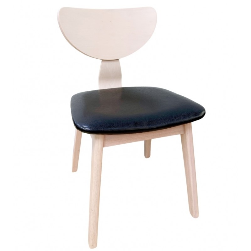 Silla DUBE, contrachapado de madera de hevea, natural, similpiel color a elegir (negro o marrón)