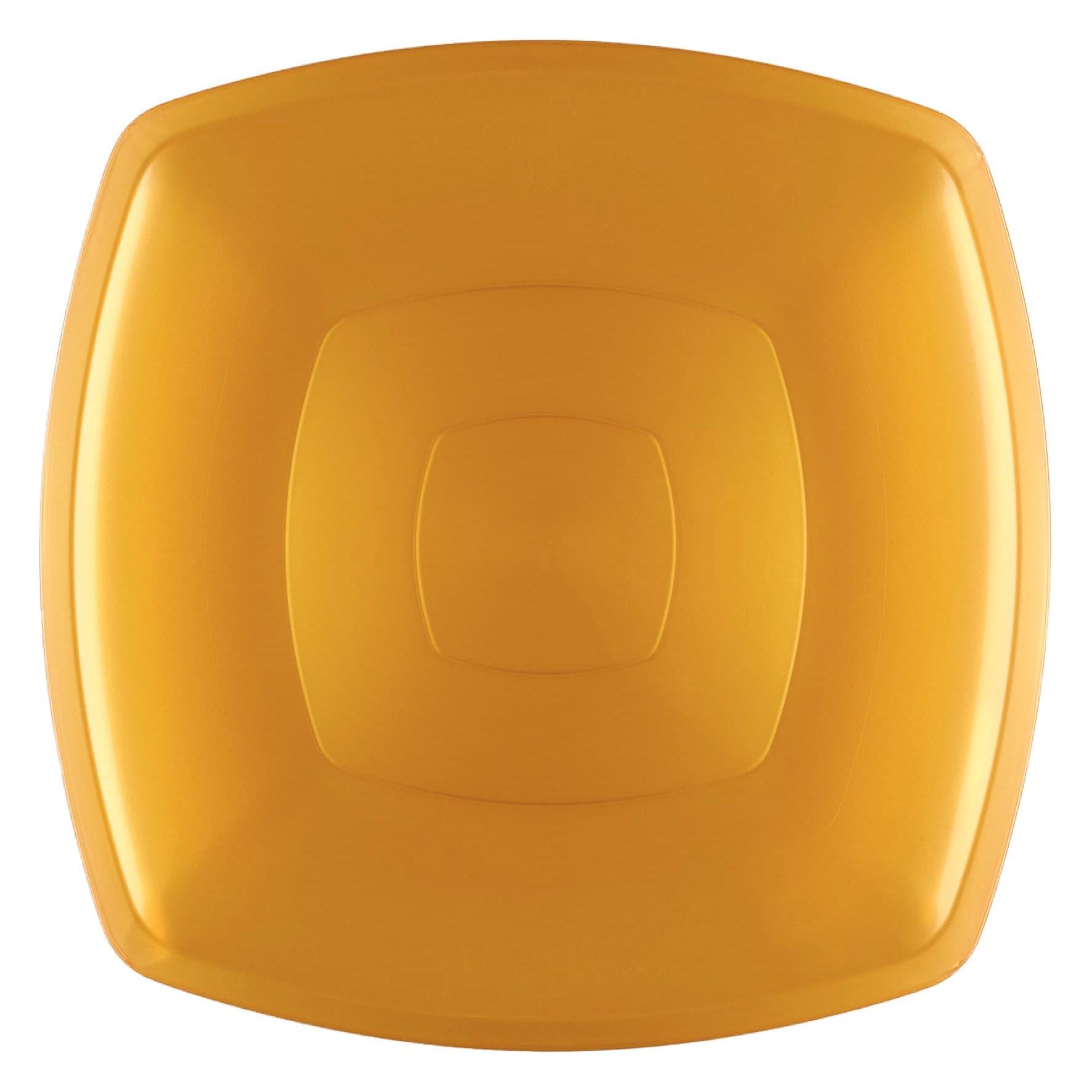 MONOUSO | Plato Duro Reutilizable PS Llano Oro "Square" 30cm (12 Uds)