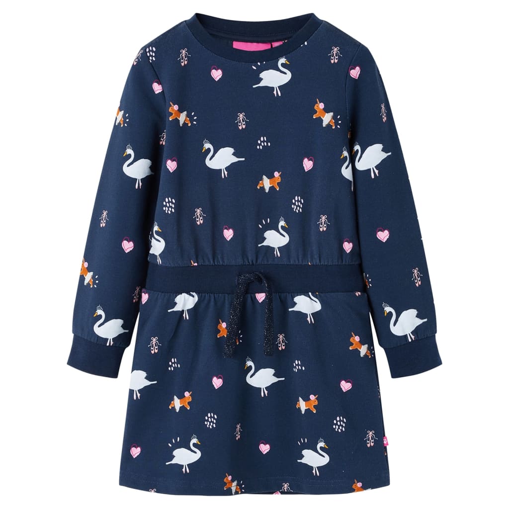 vidaXL Vestido infantil de manga larga azul marino 128