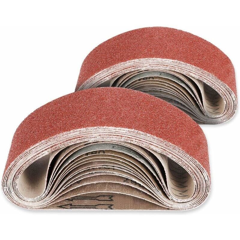 CA 26 bandas de lijado de tela de 75 x 533 mm, grano surtido 40/60/80/120/180/240 para lijadora de banda y amoladora (óxido de aluminio)