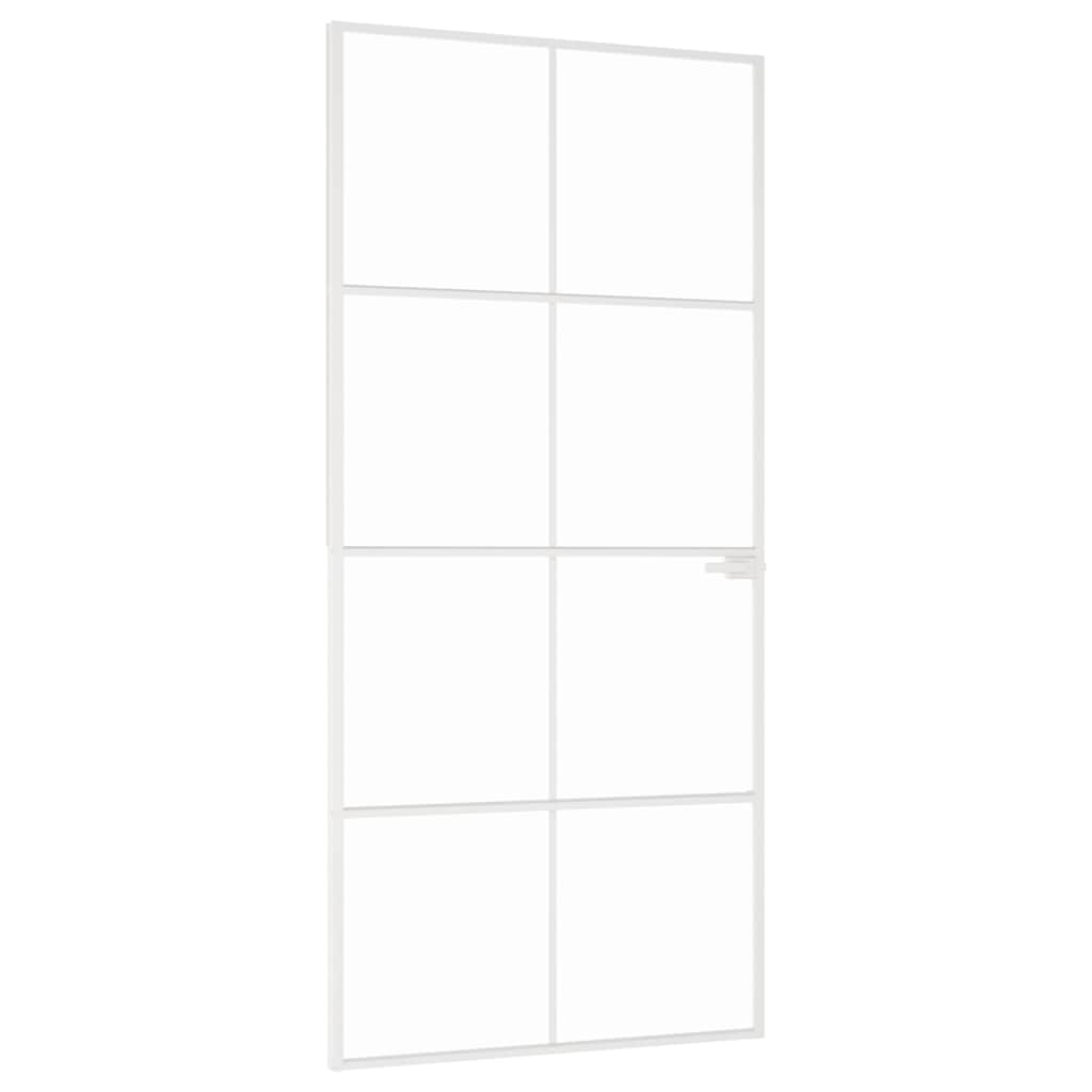 vidaXL Puerta de interior vidrio templado y aluminio blanco 93x201,5cm