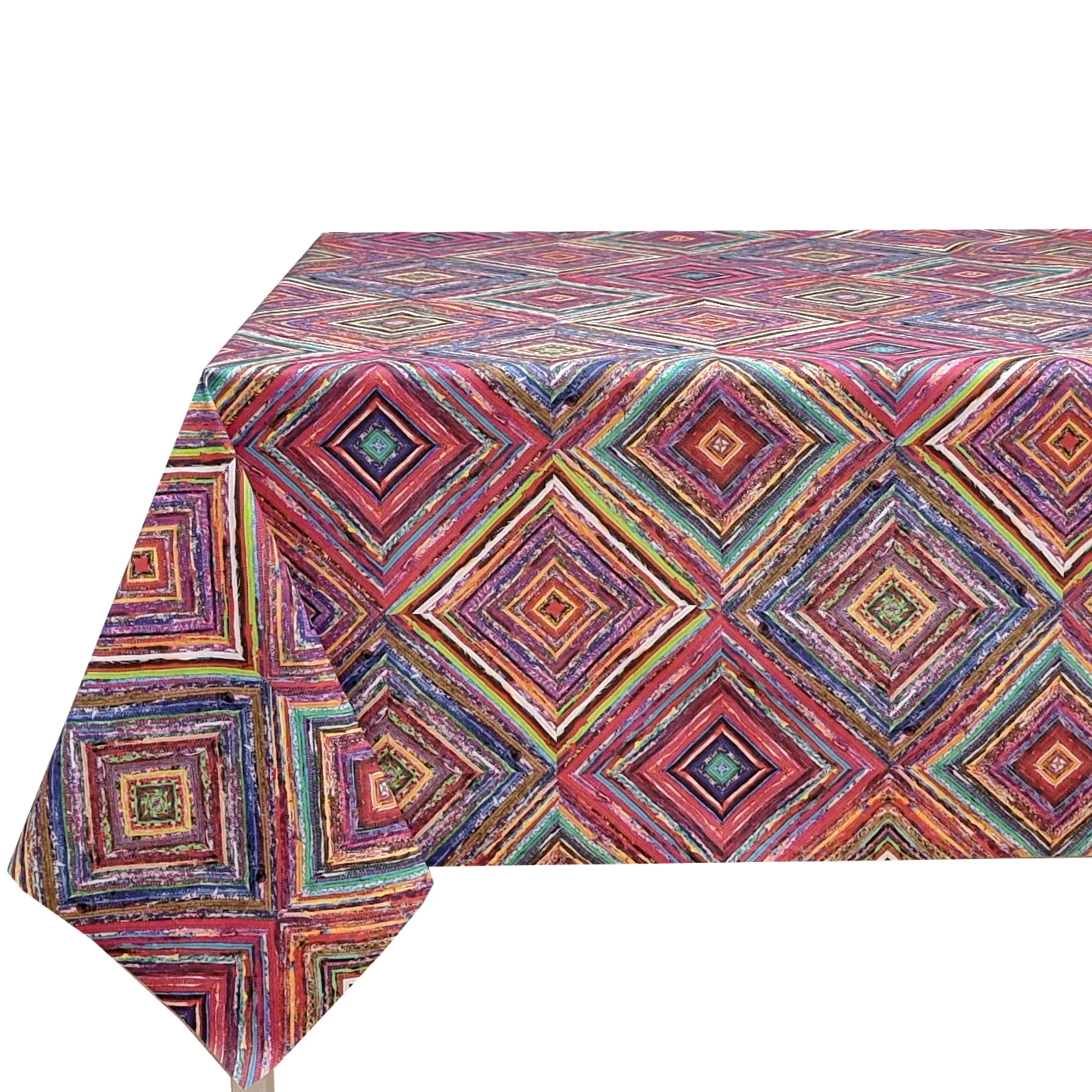 Mantel tela textil resinado suave, rectangular, Ideal para el hogar, Cocina, Comedor, Jardin, Balcon, Salon y picnic. Fácil de limpiar, Impermeable, Modernos, Rejilla de diamante,Multicolor,DAE63 MixtureI