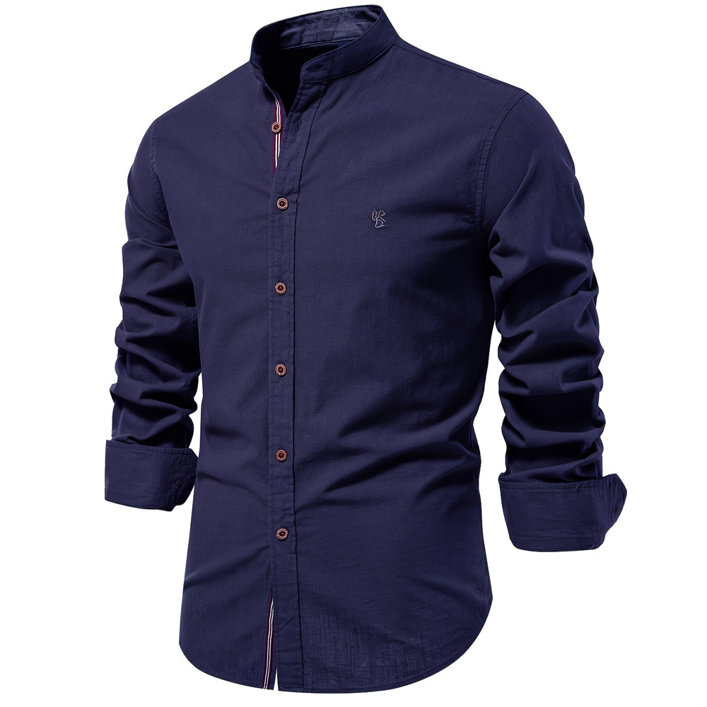 TK Primavera y verano nuevas camisas de negocios de moda para hombres camisas de manga larga de color sólido de moda japonesa casual de algodón y lino para hombres en hermosos tamaños