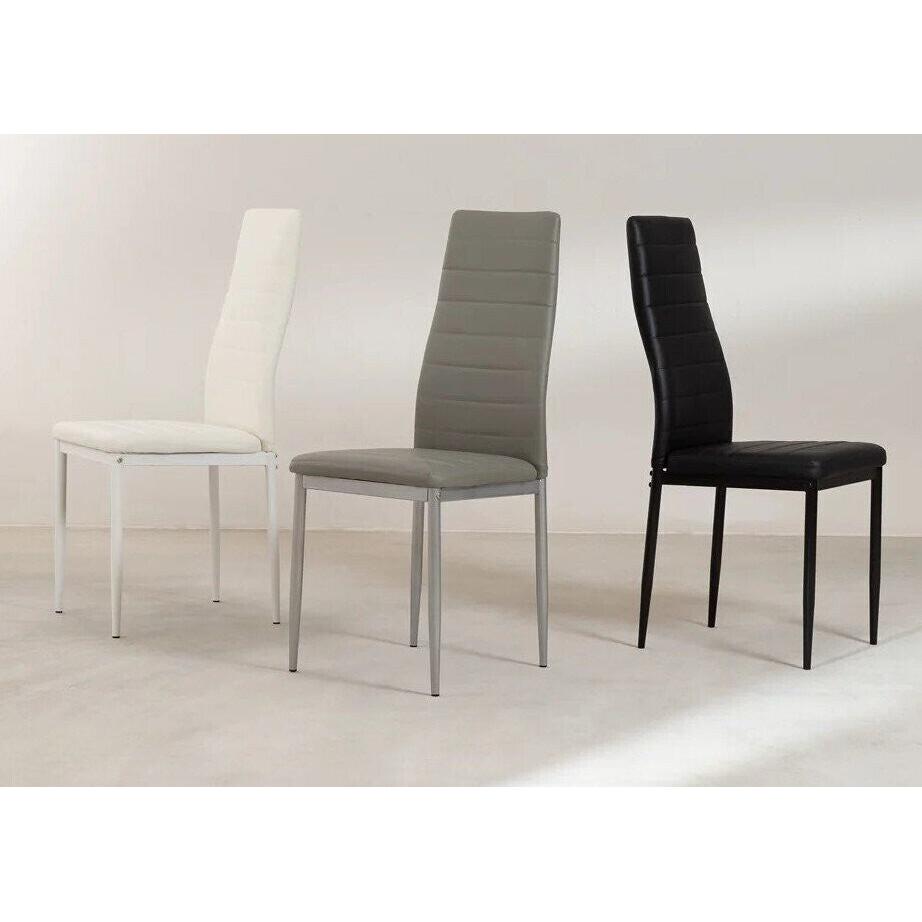 Silla de Comedor en Polipiel/metal Blanco, 6 unidades