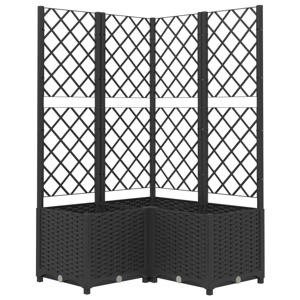 vidaXL Jardinera con enrejado PP 80x80x136 cm Color Gris oscuro,  Marrón,  Negro y mas