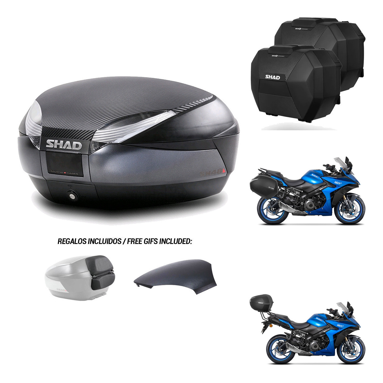 Maletas Sh38x Carbon + Herraje Baul + He KIT-578496