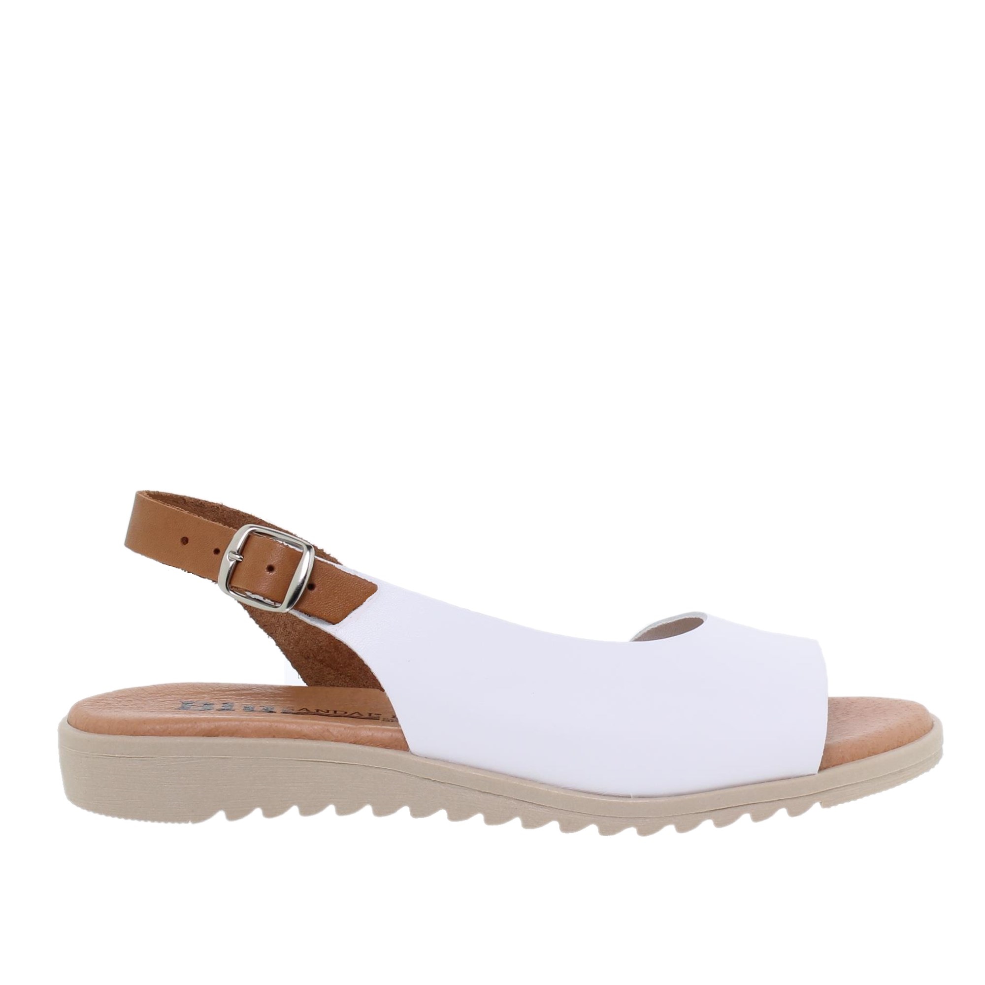 Sandalia plana mujer piel blanco - Blusandal 1115BLU - Fabricadas en España