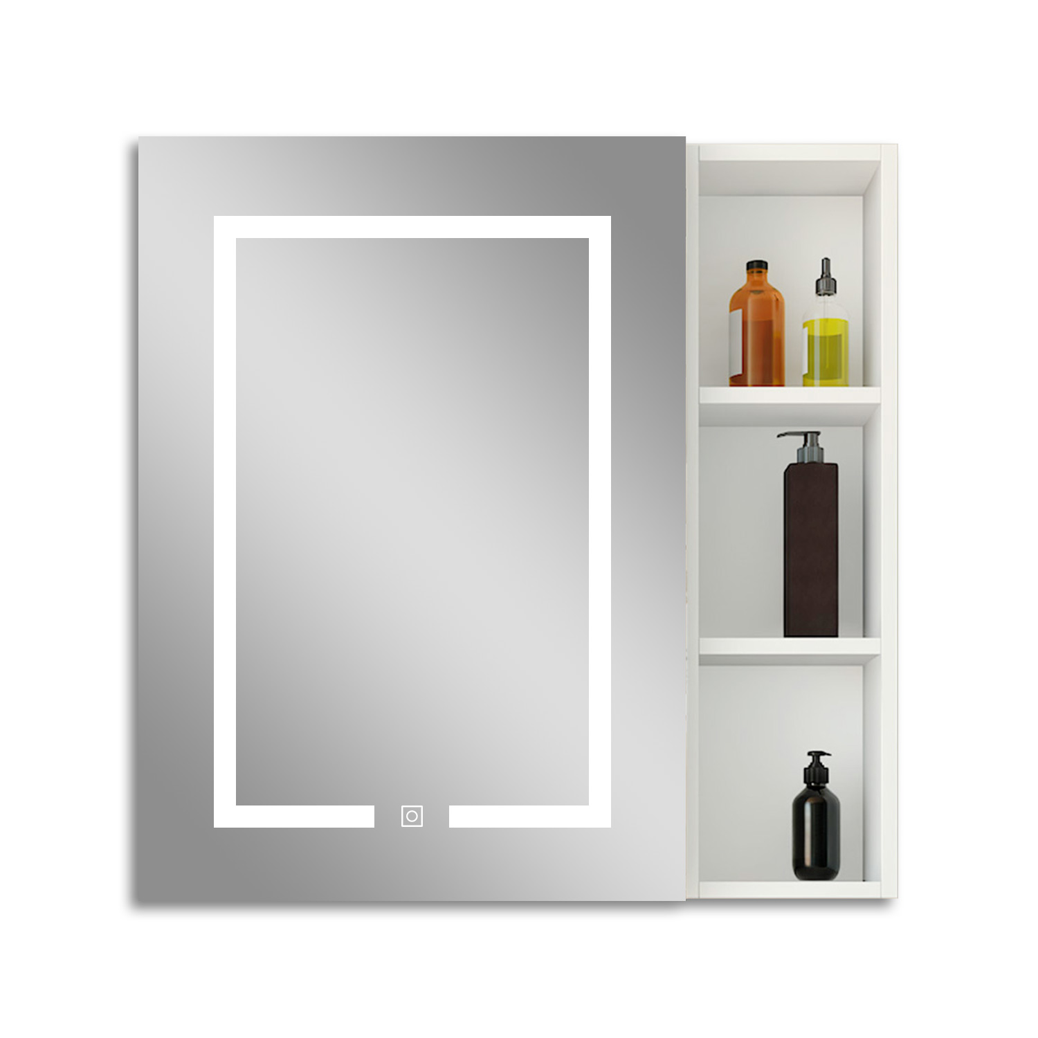 Armario con espejo de baño armario con 3 estantes,70 x 50 cm, luz LED con 3 colores + Antinieble + Brillo Ajustable