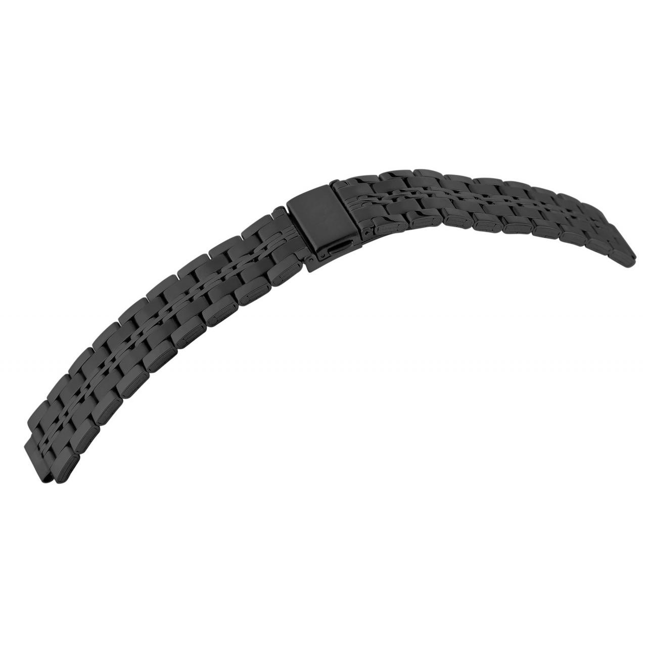 Bracelete de Reloj Preta em Aço Inoxidável - 18 mm
