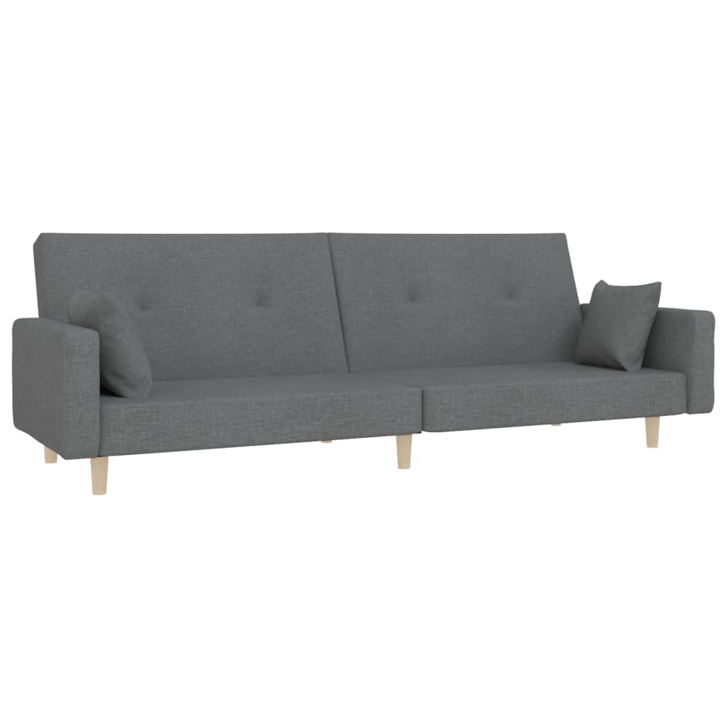 vidaXL Sofá cama de 2 plazas con dos almohadas tela gris claro