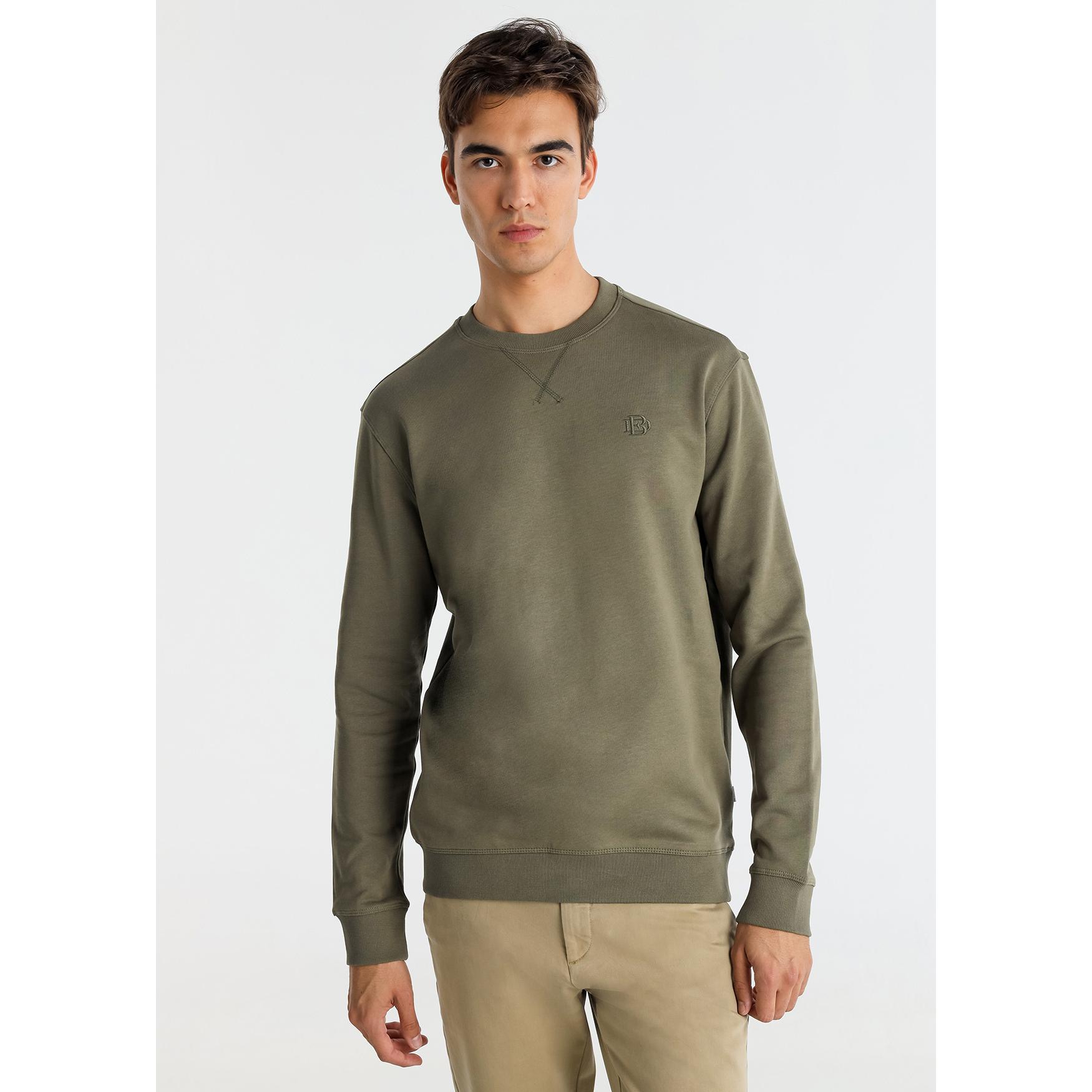 BENDORFF - Sudadera básica sin capucha con logo bordado en el pecho