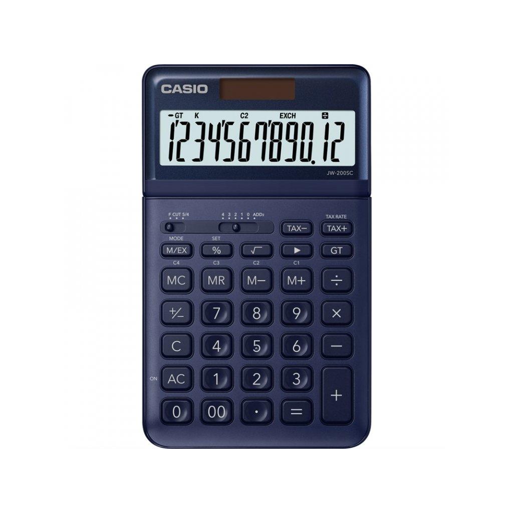 CasioCalculadora para JW-200SC-NYFuncion de cambio de divisa calculo de impuestos placa frontal metalica pantalla de inclinacion ajustable solar y a pilas