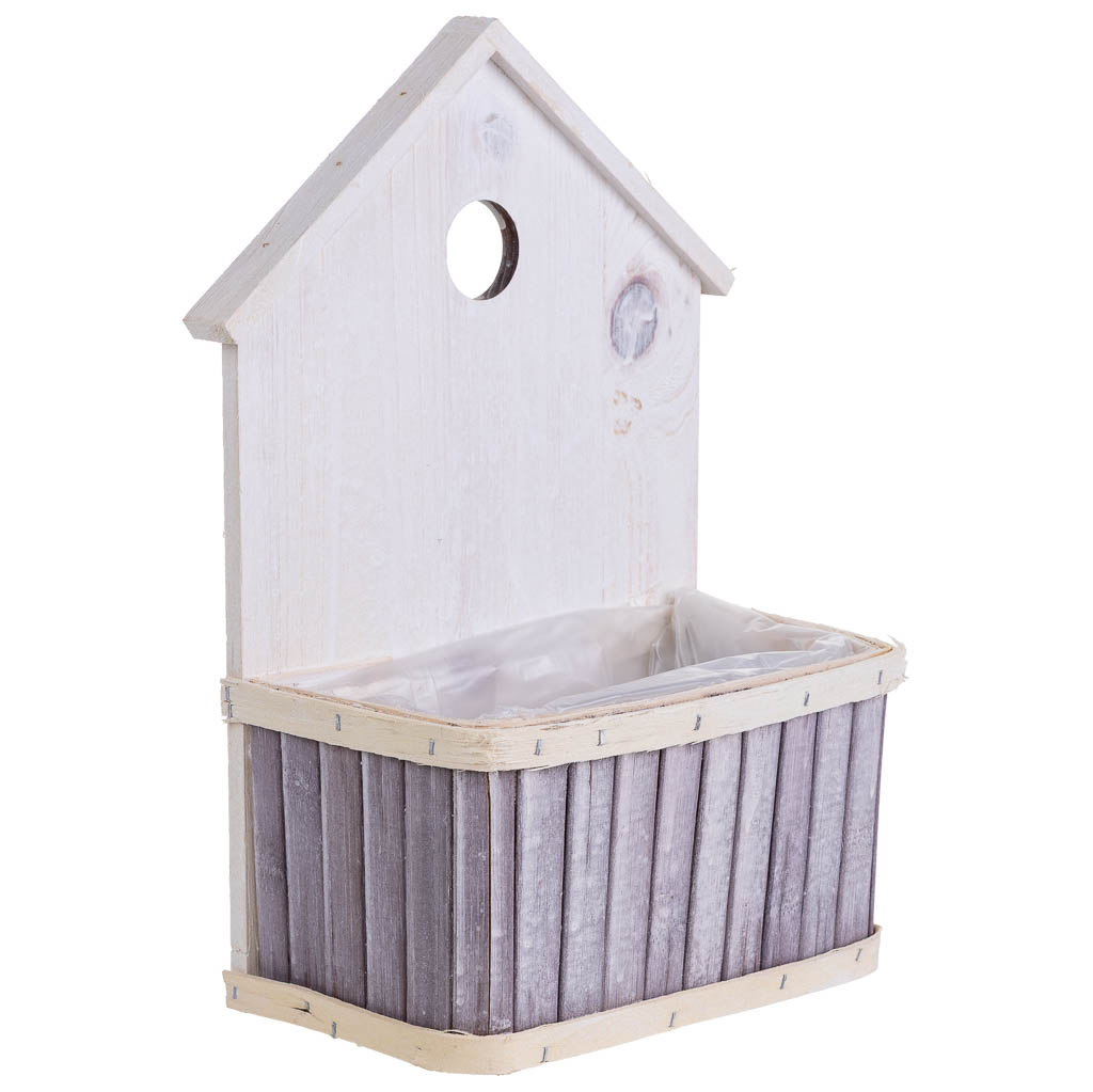 Wonderlust Deco - Soporte macetero de bambú cuadrado gris 21x10x29/11h cm Gris 21x10x29/11h cm
