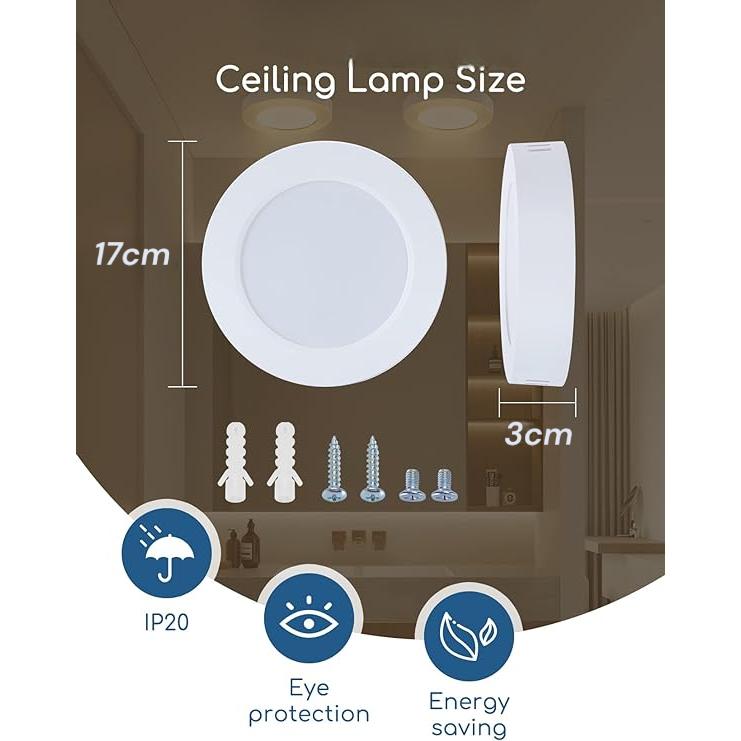 Ked Lámpara de Techo LED Startelectric Plafón 12W 1020LM 6500K
