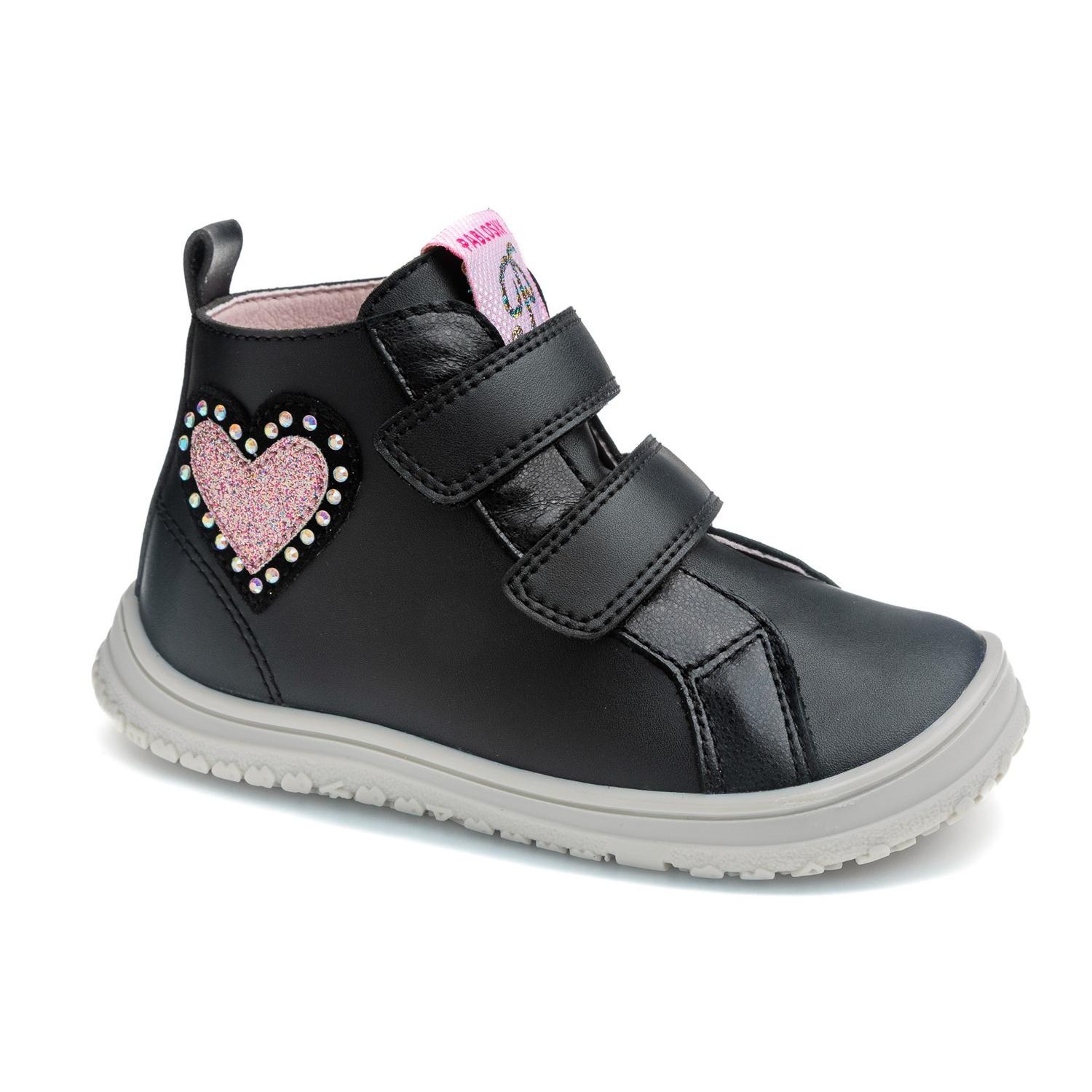 Pablosky - Botas barefoot con velcro para niñas, diseño minimalista y suela flexible en color negro