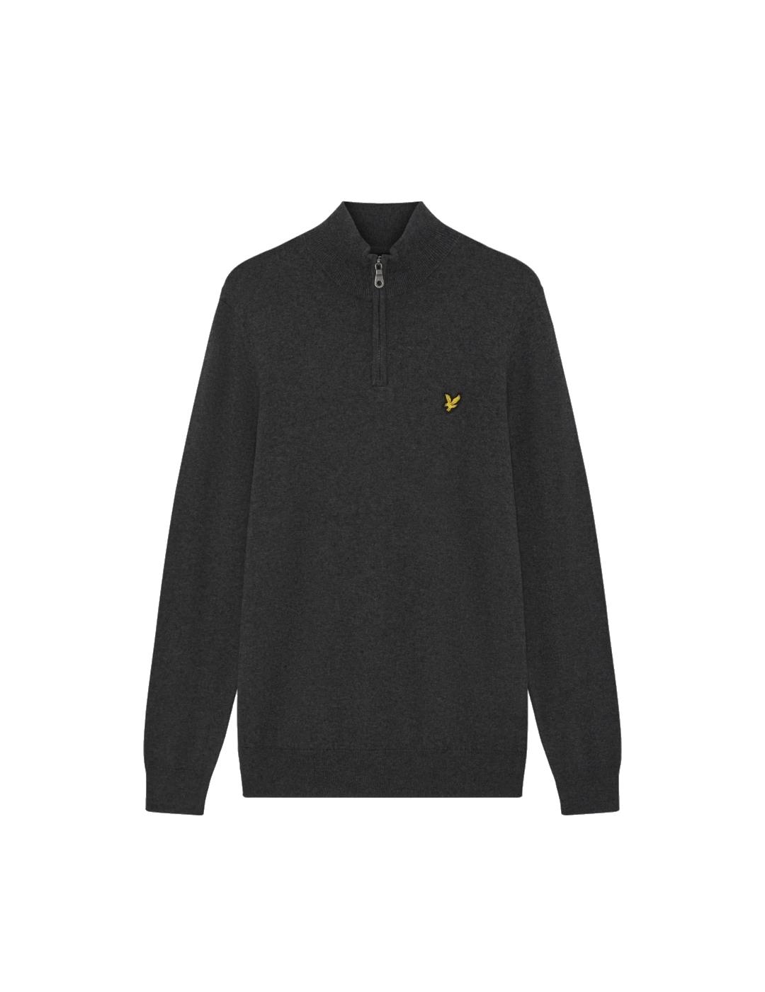 LYLE&SCOTT JERSEY ZIP CHARCOAL LANA MERINO