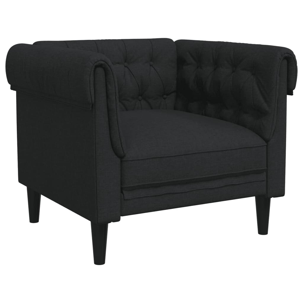 vidaXL Sillón Chesterfield de tela negro