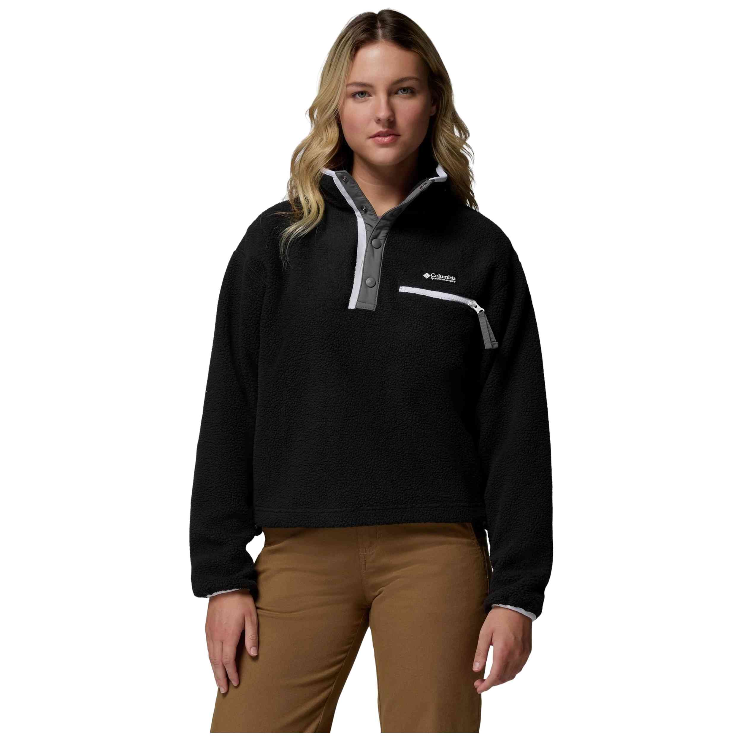 Sudadera Columbia modelo Forro polar Columbia Helvetia II Cropped Half Snap negro gris mujer para hombre y mujer en color Negro