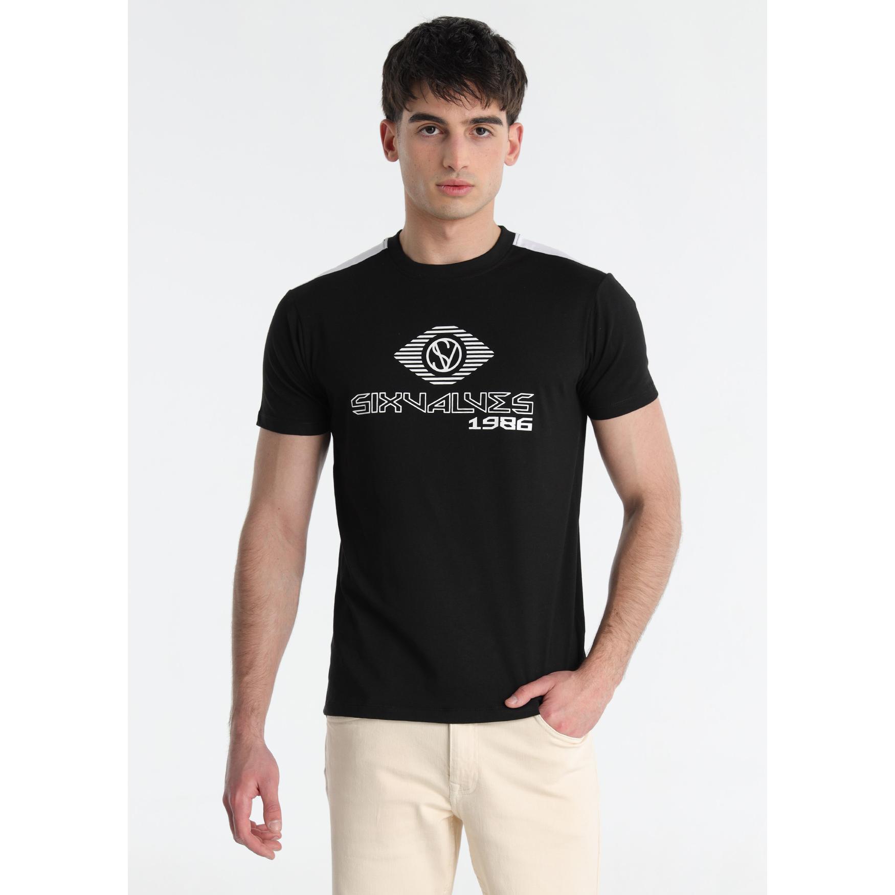 SIX VALVES - Camiseta Piezas Hombro Black