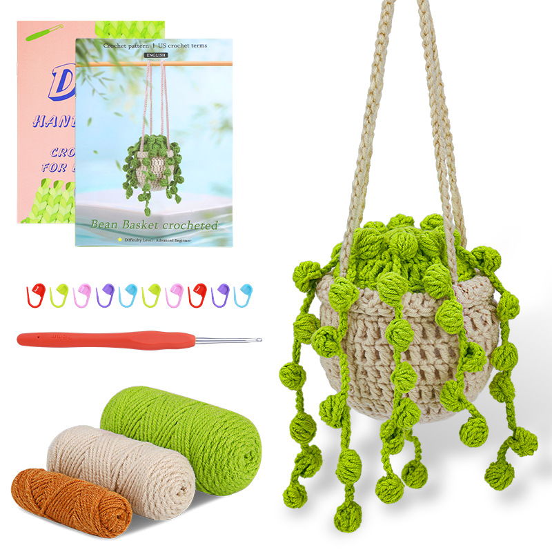 Macrame Plant Hanger Kit for Beginners, DIY Hanging Basket Planter with English Instructions, Cotton Rope for Home Decor