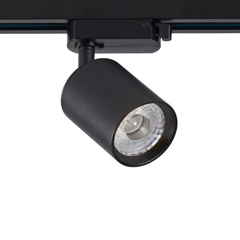 LEDBOX Foco carril Trifásico PIKE RAIL LED negro 10W, 5-CCT, Triac regulable, 3000-4000-6000K. Iluminación comercial LED, Iluminación de carril