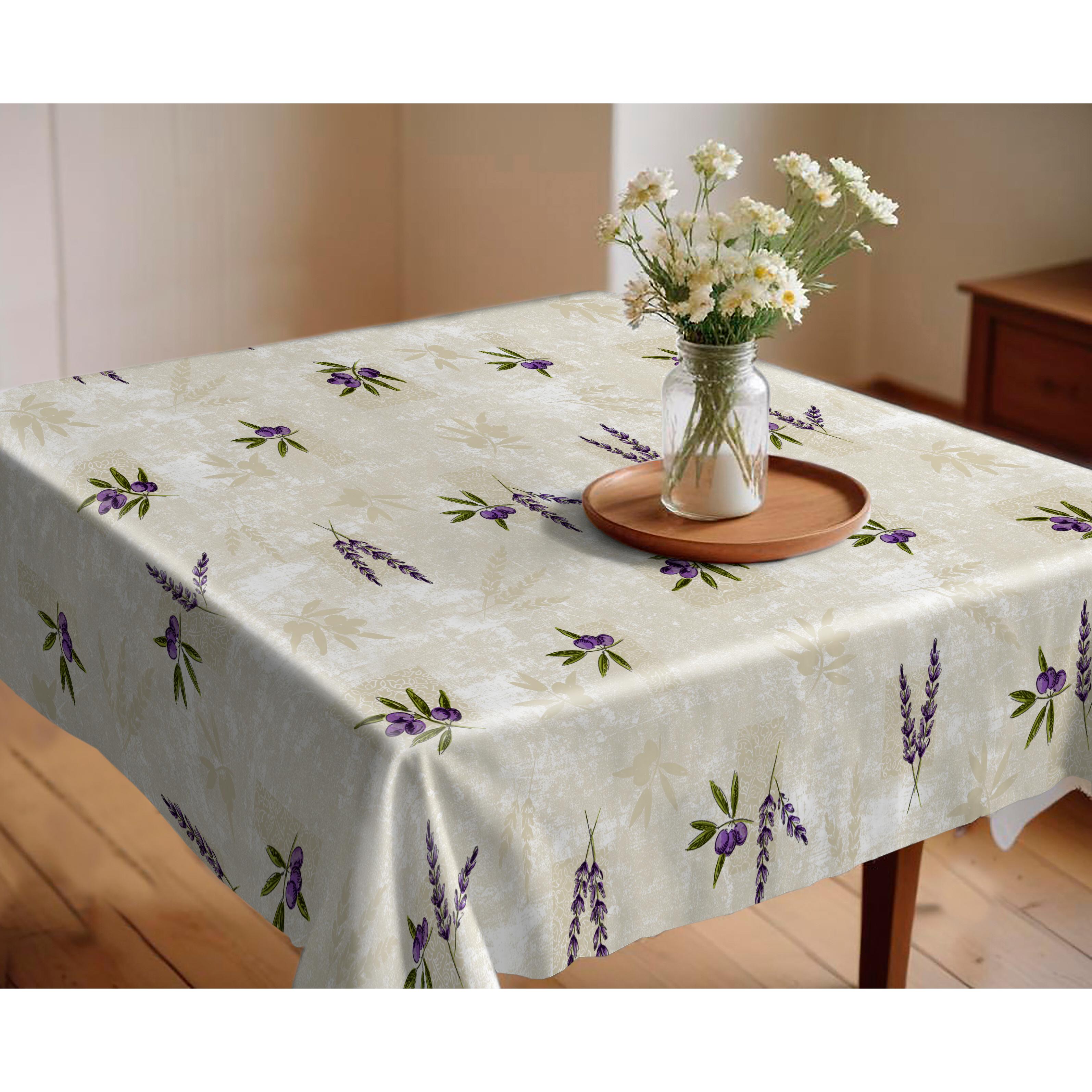 Mantel de Hule Antimanchas Impermeable con Diseño de Olivos y Lavandas – Protege y Decora tu Mesa con Estilo -  Hulehule Tex