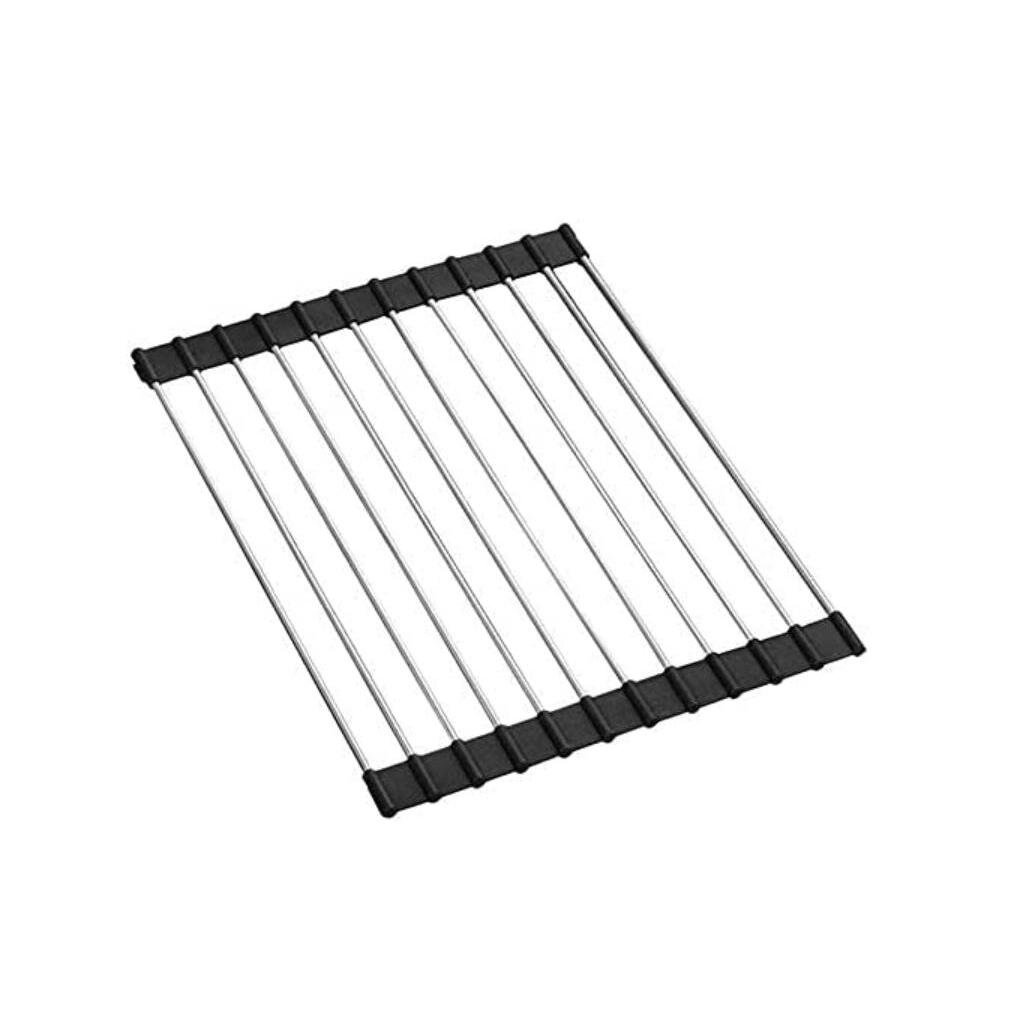 CA Escurridor de Platos de Maple Inoxidable Resistente - Cesta de Solución de Mantenimiento Enrollable Arce - Negro