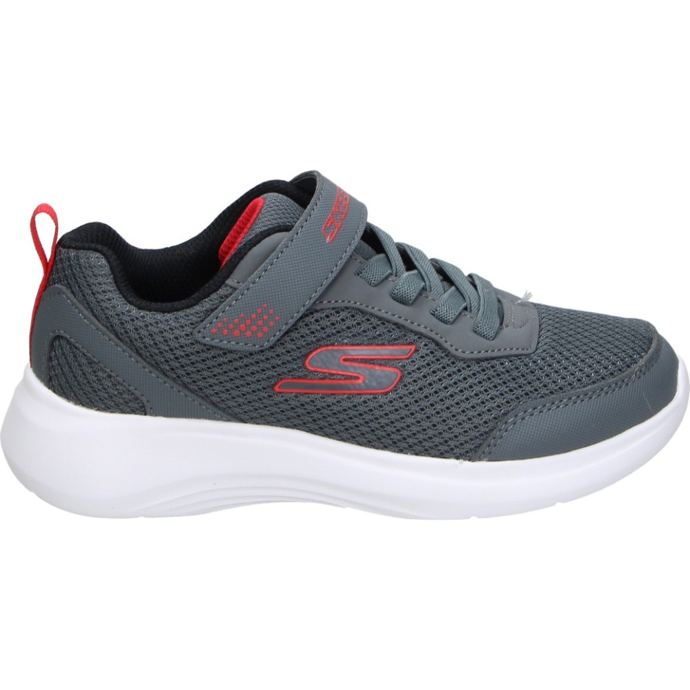 SKECHERS | Zapatillas Skechers Selectors Reset Achieved para Niño – Deportiva Gris y Roja – Sneakers con Cordones Elásticos y Adhesivo – Cierre Adaptado – Flexibles – Modelo 403615L-CHAR