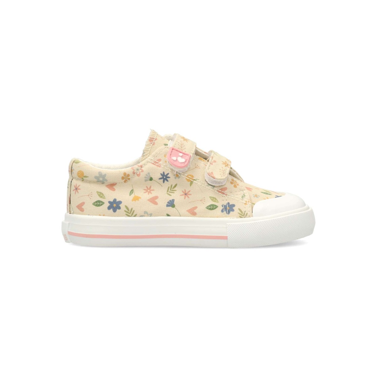 Peke's by Vanessa - Zapatillas de lona estrellas para niña, con cierre adherente y suela de goma, color blanco y plantilla acolchada